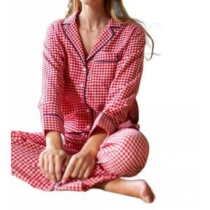 NEW MAREA flannel pj set in cranberry gingham flannel